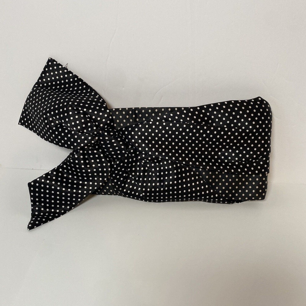 Steve Madden Clutch Bag Satin Zip Purse Bow Polka Dot Retro Gem Ball Zipper Pull